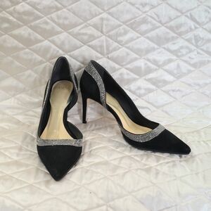 Alexandre Birman Black Crystal-Trim Pointed-Toe Pumps